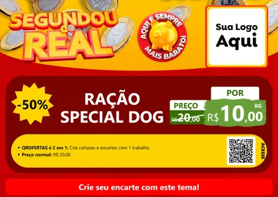 Modelo de Cartaz para Cartaz A4 Horizontal com o tema Segundou do Real para Pet Shop