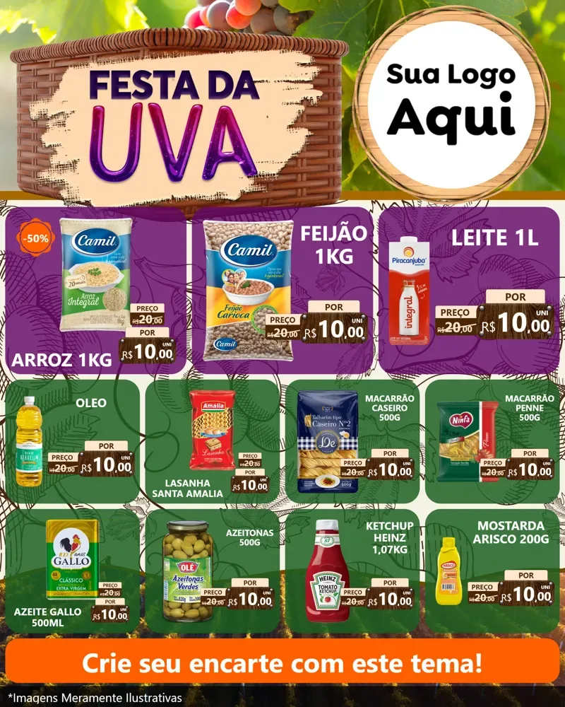 Modelo de Rede Social para Feed Instagram com o tema Festa da Uva para Supermercado