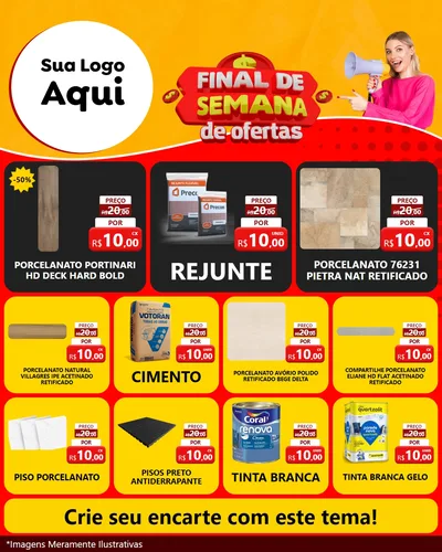 Modelo de Rede Social para Feed Instagram com o tema Final de Semana de Ofertas para Pisos e revestimentos