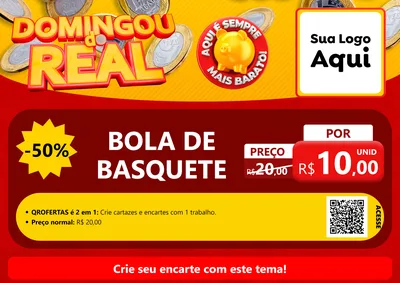 Modelo de Cartaz para Cartaz A4 Horizontal com o tema Domingou do Real para Artigos Esportivos