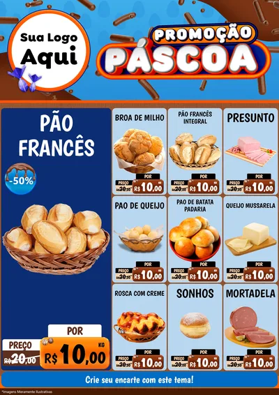 Modelo de Encarte para Encarte A4 Vertical com o tema Promoção Páscoa para Padaria