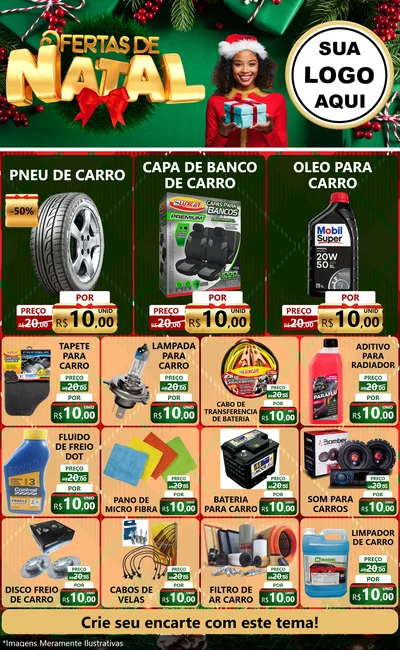 Modelo de Encarte para Encarte Grande com o tema Ofertas de Natal para Auto peças