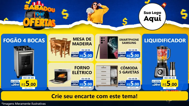 Modelo de TV para TV Horizontal com o tema Sabadou de Ofertas para Móveis e Eletro