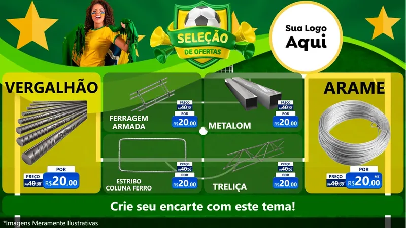 Modelo de TV para TV Horizontal com o tema Seleção de Ofertas - Copa para Ferragens