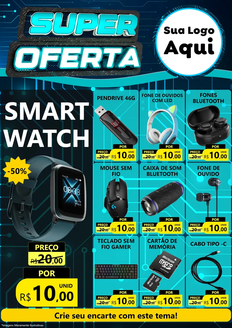 Modelo de Encarte para Encarte A4 Vertical com o tema Super Oferta - Informática para Informática