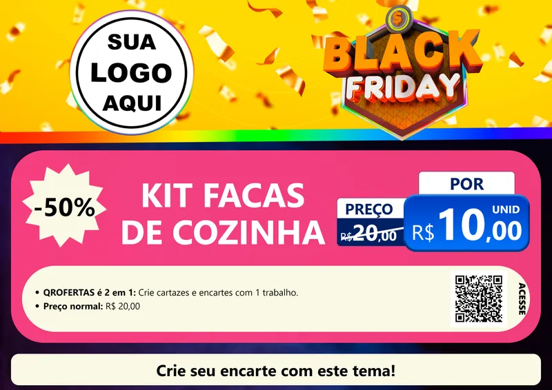 Modelo de Cartaz para Cartaz A4 Horizontal com o tema Black Friday para Utilidades Domésticas
