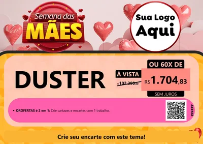Modelo de Cartaz para Cartaz A4 Horizontal com o tema Semana das Mães para Concessionaria de Carros