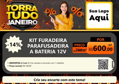 Modelo de Cartaz para Cartaz A4 Horizontal com o tema Torra Tudo Janeiro para Maquinas e Ferramentas