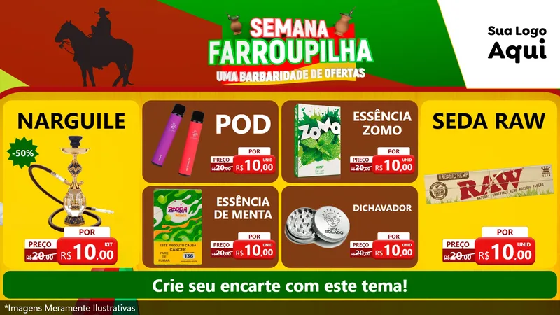 Modelo de TV para TV Horizontal com o tema Semana Farroupilha - Uma Barbaridade de Ofertas para Tabacaria