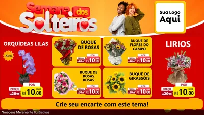 Modelo de TV para TV Horizontal com o tema Semana dos Solteiros para Floricultura e jardim