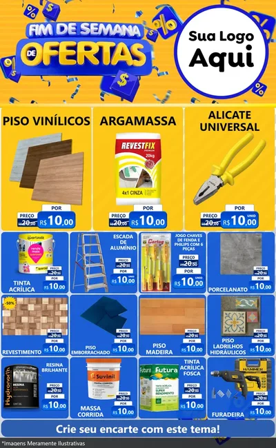 Modelo de Encarte para Encarte Grande com o tema Fim de Semana de Ofertas para Material para Construção