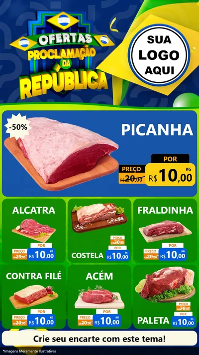 Modelo de Rede Social para Stories com o tema Ofertas Proclamação da República para Açougue
