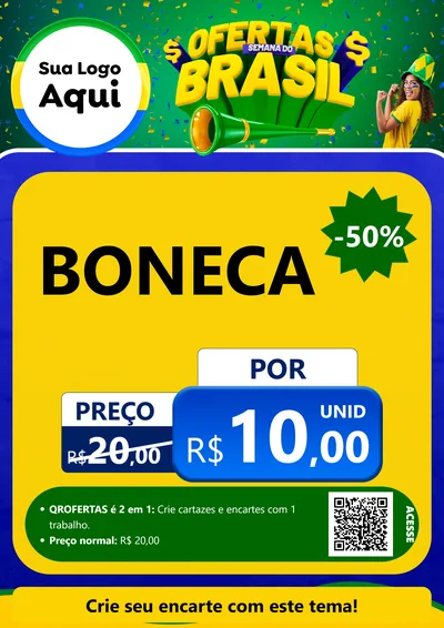 Modelo de Cartaz para Cartaz A4 Vertical com o tema Ofertas Semana do Brasil para Brinquedos