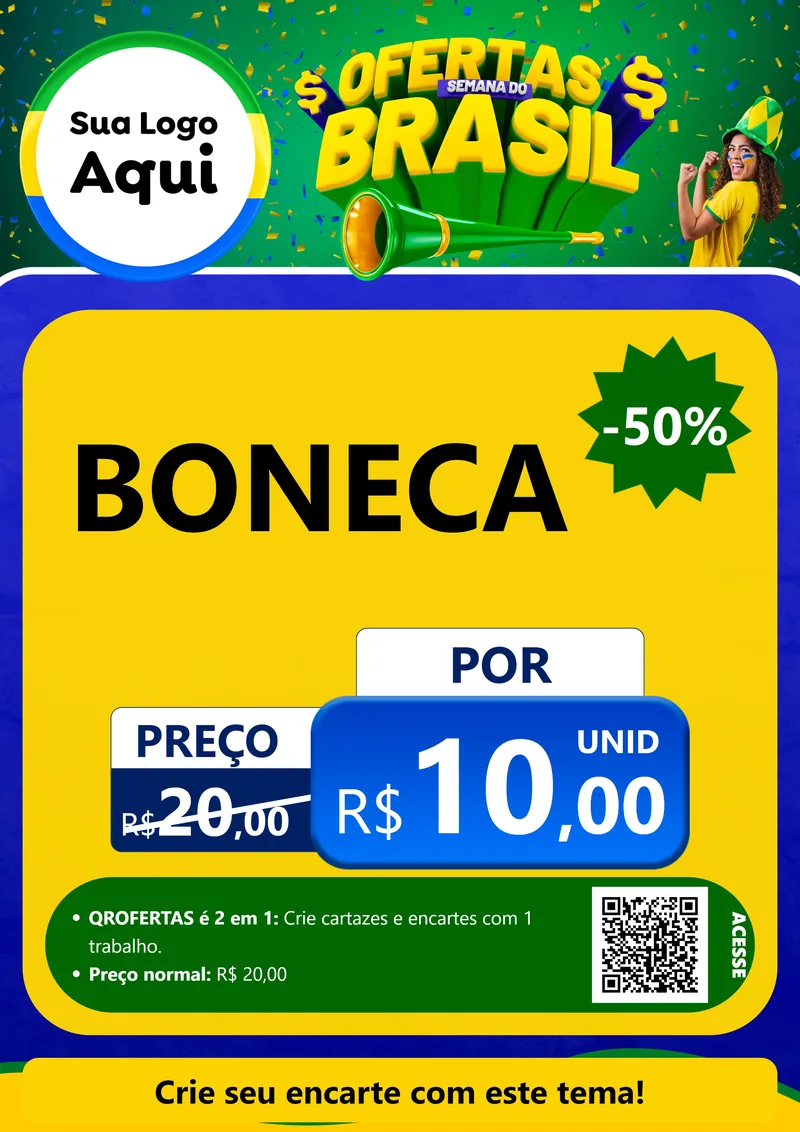 Modelo de Cartaz para Cartaz A4 Vertical com o tema Ofertas Semana do Brasil para Brinquedos