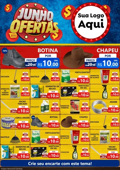 Modelo de Encarte para Encarte A4 Vertical com o tema Junho de Ofertas para Agropecuária