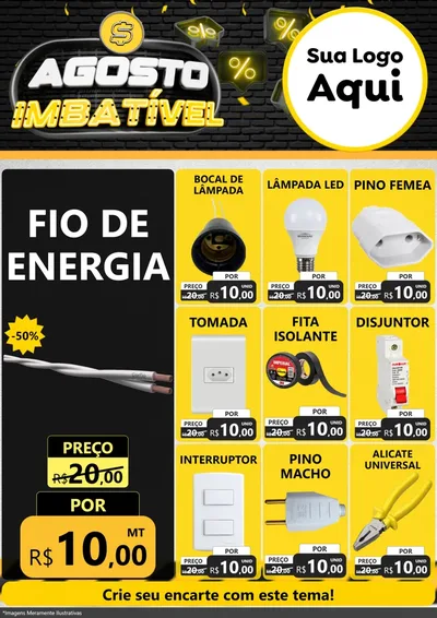 Modelo de Encarte para Encarte A4 Vertical com o tema Agosto Imbatível para Materiais Elétricos