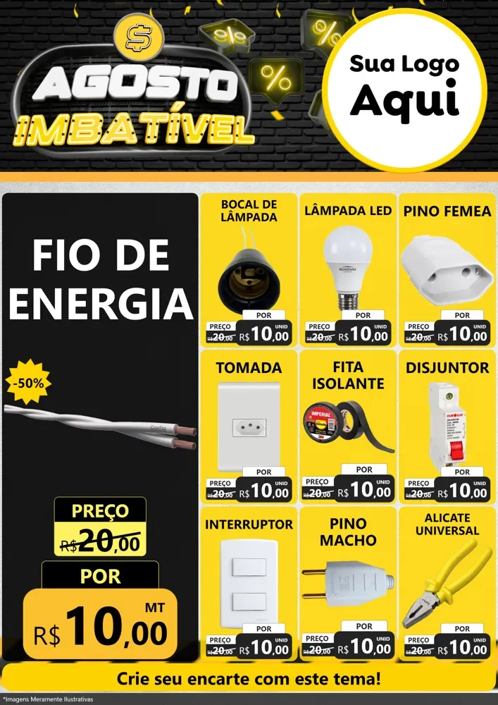 Modelo de Encarte para Encarte A4 Vertical com o tema Agosto Imbatível para Materiais Elétricos