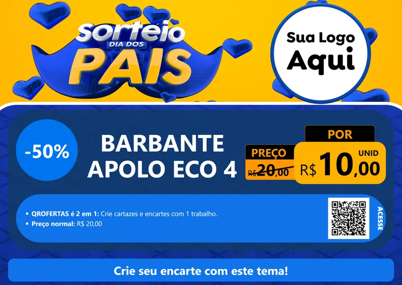 Modelo de Cartaz para Cartaz A4 Horizontal com o tema Sorteio Dia dos Pais para Armarinho e Aviamentos
