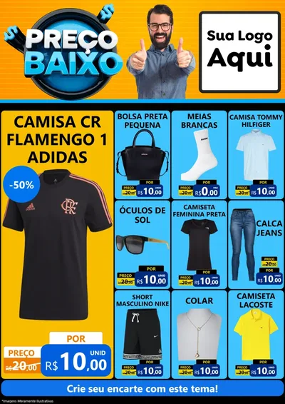 Modelo de Encarte para Encarte A4 Vertical com o tema Preço Baixo para Roupas e acessórios