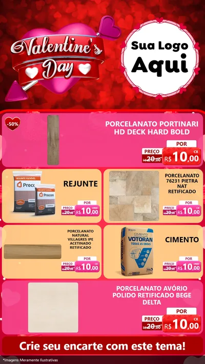 Modelo de TV para TV Vertical com o tema Valentine's Day para Pisos e revestimentos
