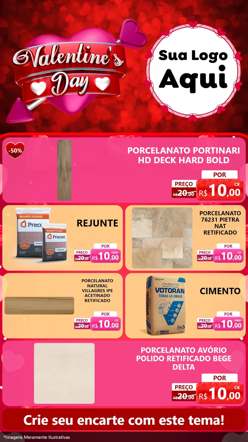 Modelo de TV para TV Vertical com o tema Valentine's Day para Pisos e revestimentos