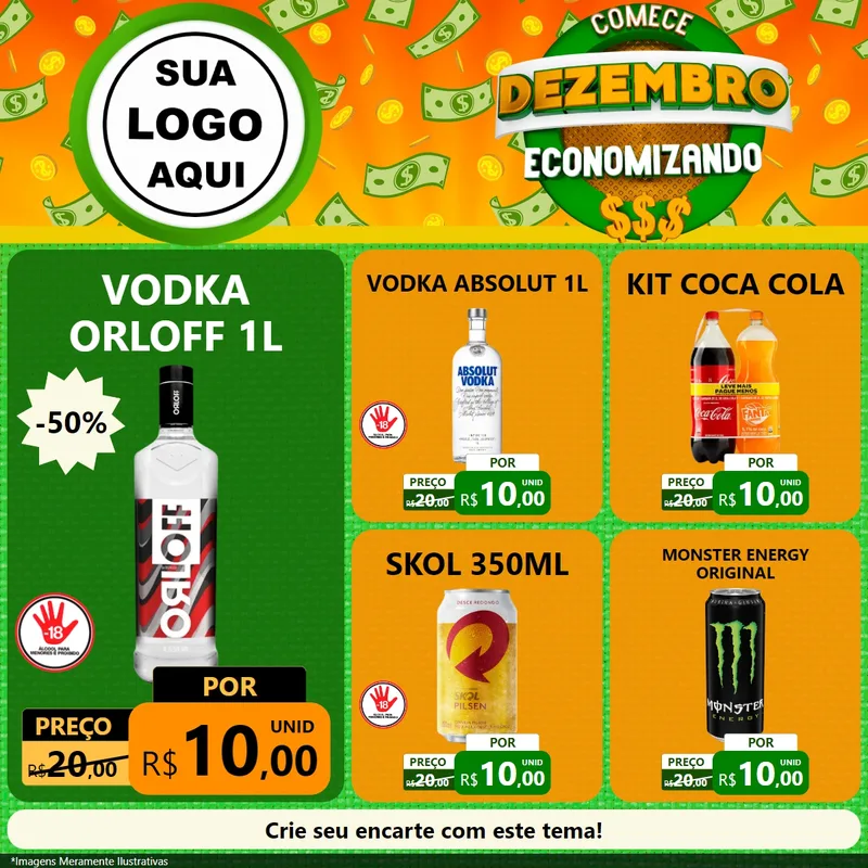 Modelo de Rede Social para Feed Facebook com o tema Comece Dezembro Economizando para Distribuidora de bebidas
