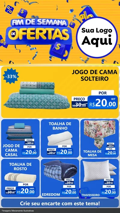 Modelo de Rede Social para Stories com o tema Fim de Semana de Ofertas para Cama, Mesa e Banho
