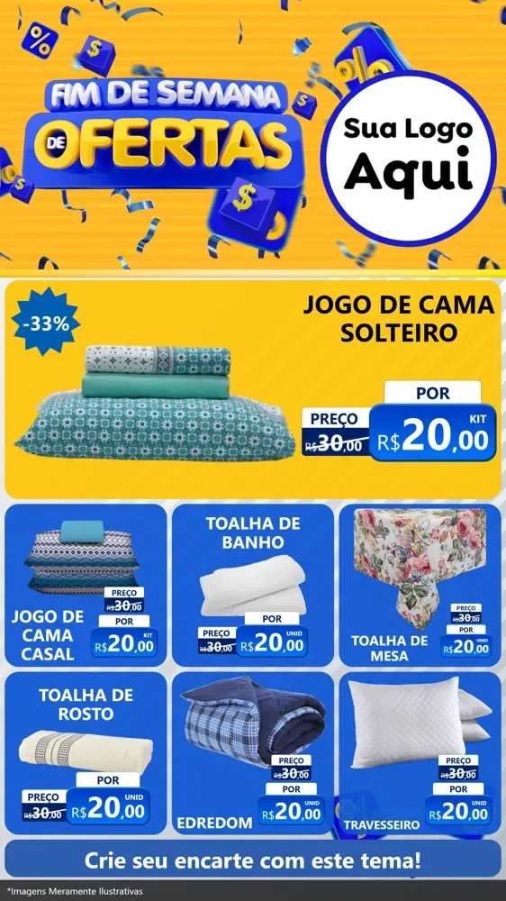 Modelo de Rede Social para Stories com o tema Fim de Semana de Ofertas para Cama, Mesa e Banho