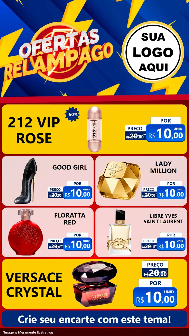 Modelo de TV para TV Vertical com o tema Ofertas Relâmpago para Perfumes