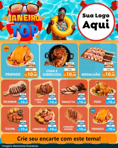 Modelo de Rede Social para Feed Instagram com o tema Janeiro Top para Assados