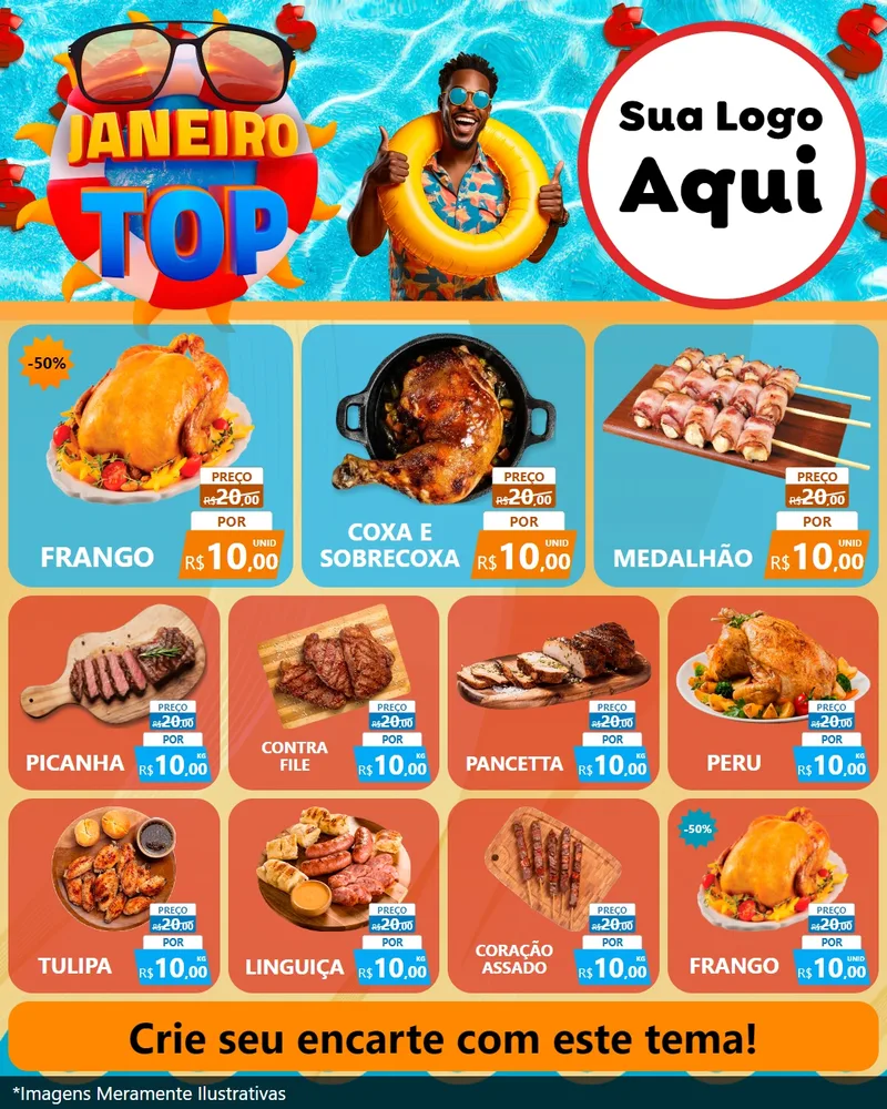 Modelo de Rede Social para Feed Instagram com o tema Janeiro Top para Assados