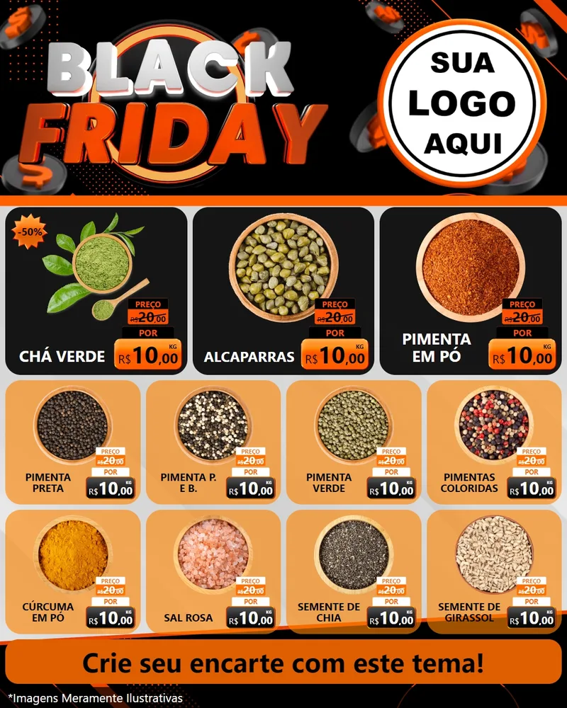 Modelo de Rede Social para Feed Instagram com o tema Black Friday para Produtos Naturais
