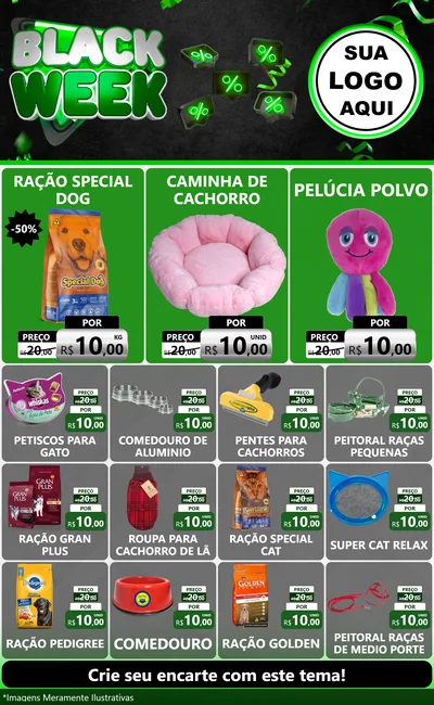 Modelo de Encarte para Encarte Grande com o tema Black Week para Pet Shop
