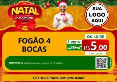 Modelo de Cartaz para Cartaz A4 Horizontal com o tema Natal da Economia para Móveis e Eletro