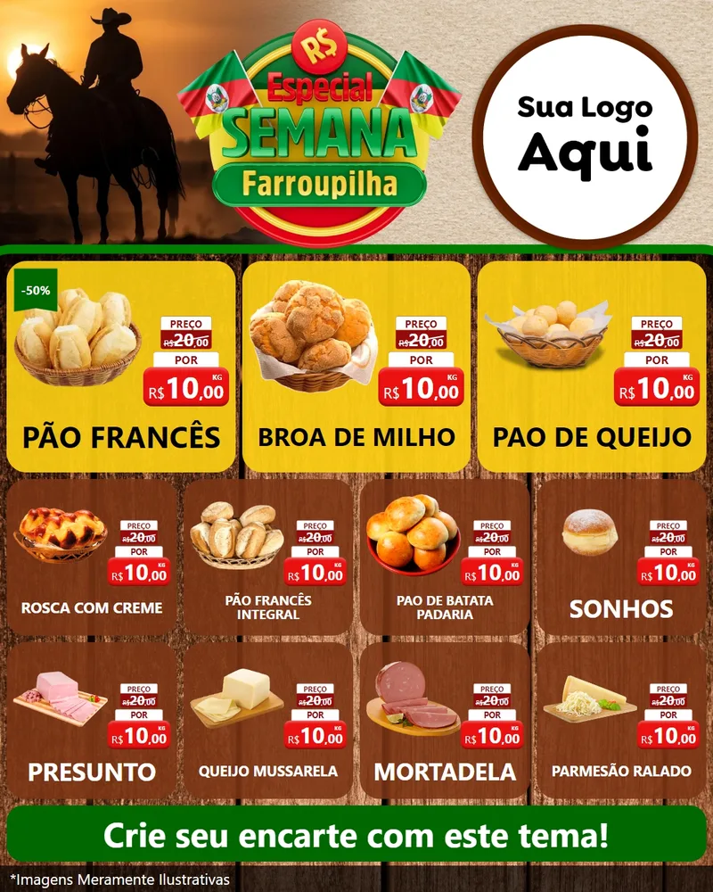 Modelo de Rede Social para Feed Instagram com o tema Especial Semana Farroupilha para Padaria