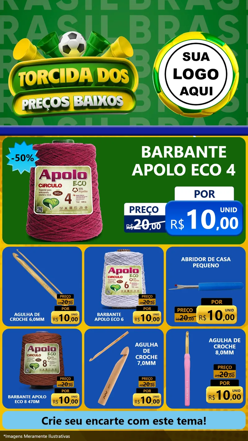 Modelo de Rede Social para Stories com o tema Torcida dos Preços Baixos para Armarinho e Aviamentos