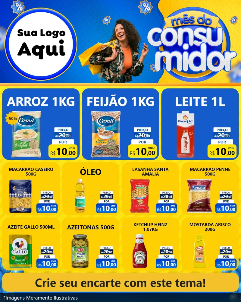 Modelo de Rede Social para Feed Instagram com o tema Mês do Consumidor para Supermercado