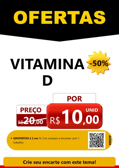 Modelo de Cartaz para Cartaz A4 Vertical com o tema Ofertas Preto e Vermelho Cartaz para Farmácia