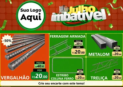 Modelo de Encarte para Encarte A4 Horizontal com o tema Julho Imbatível para Ferragens