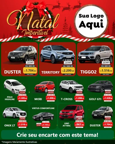 Modelo de Rede Social para Feed Instagram com o tema Natal Imperdível para Concessionaria de Carros