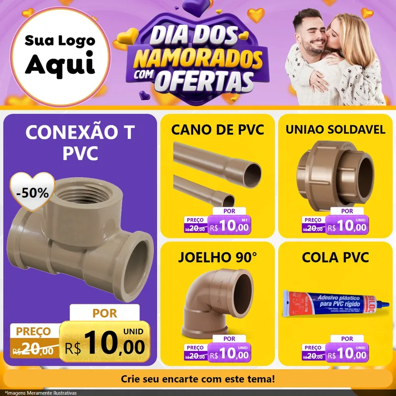 Modelo de Rede Social para Feed Facebook com o tema Dia Dos Namorados Com Ofertas para Tubos e conexões