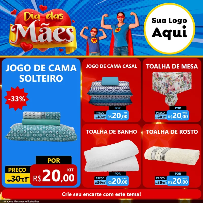 Modelo de Rede Social para Feed Facebook com o tema Dia das Mães para Cama, Mesa e Banho
