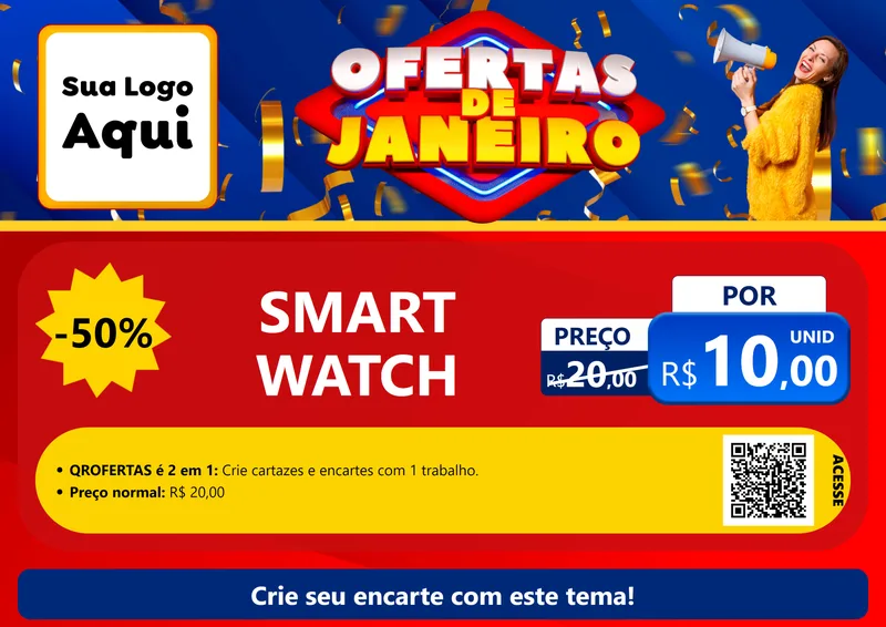 Modelo de Cartaz para Cartaz A4 Horizontal com o tema Ofertas de Janeiro para Informática
