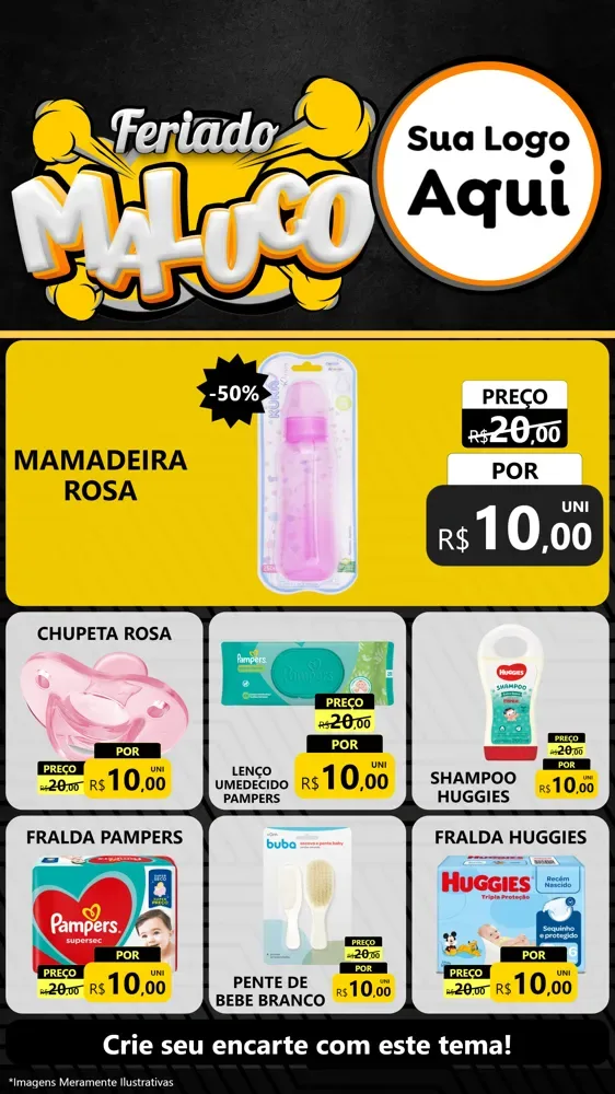 Modelo de Rede Social para Stories com o tema Feriado Maluco para Bebês