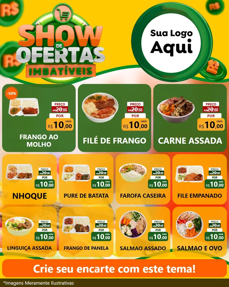 Modelo de Rede Social para Feed Instagram com o tema Show de Ofertas Imbatíveis para Restaurante