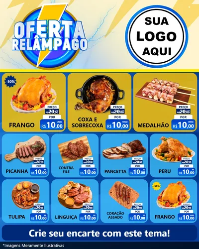 Modelo de Rede Social para Feed Instagram com o tema Oferta Relâmpago para Assados