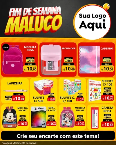 Modelo de Rede Social para Feed Instagram com o tema Final de Semana Maluco para Papelaria
