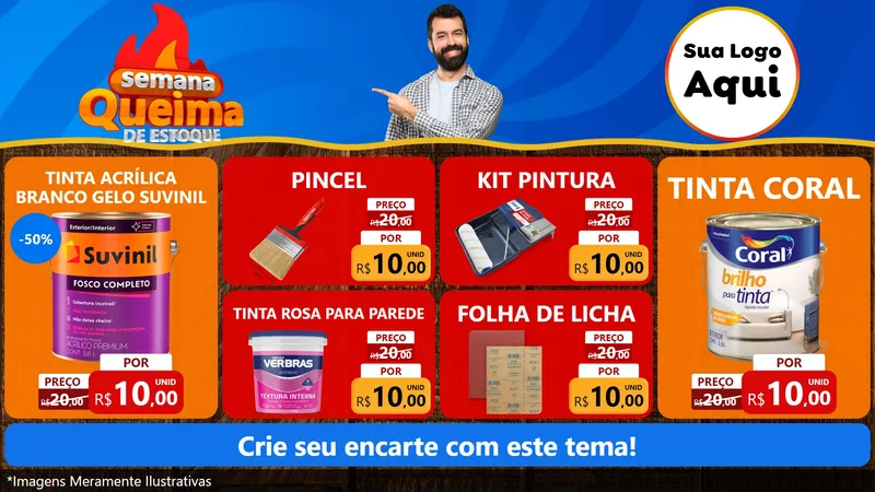 Modelo de TV para TV Horizontal com o tema Semana Queima de Estoque para Tintas e Ferramentas