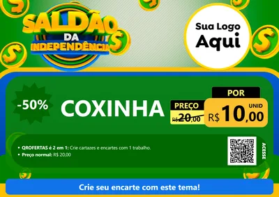 Modelo de Cartaz para Cartaz A4 Horizontal com o tema Saldão da Indepêndencia para Salgadaria