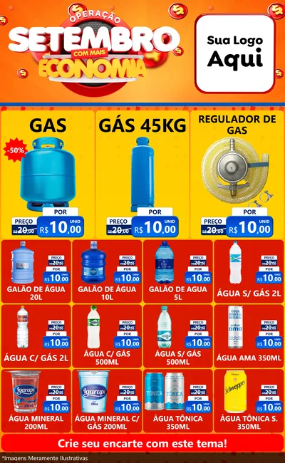 Modelo de Encarte para Encarte Grande com o tema Operação Setembro Com Muita Economia para Água e gás